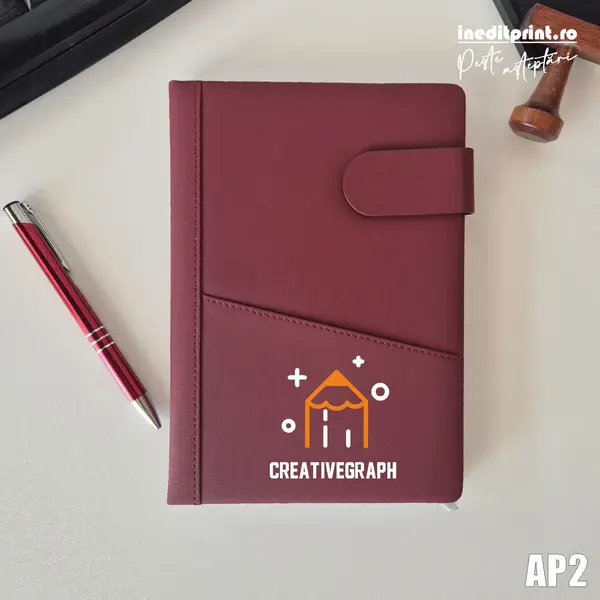 Agenda personalizata 2026 Logo + Nume AP2 NEDATATA AD, BORDO CB