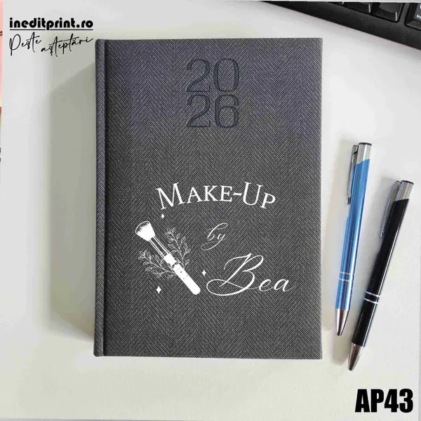 Agenda personalizata 2026 Make-Up AP43 DELUXE PREMIUM, Bard Gri