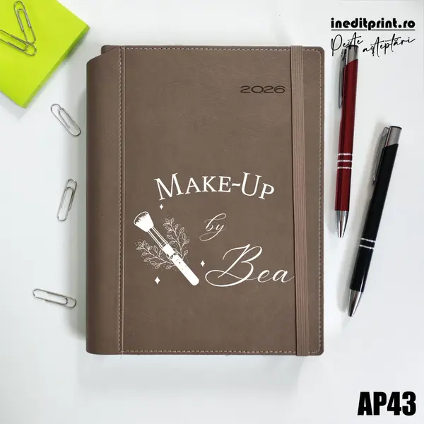 Agenda personalizata 2026 Make-Up AP43 DELUXE PREMIUM, Borneo Bej
