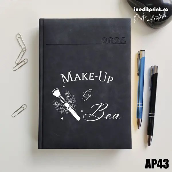 Agenda personalizata 2026 Make-Up AP43 DELUXE PREMIUM, Chia Negru