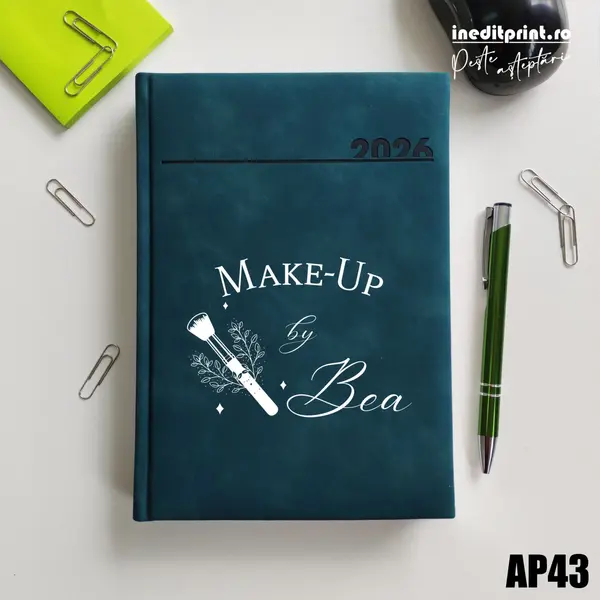 Agenda personalizata 2026 Make-Up AP43 DELUXE PREMIUM, Chia Verde Petrol