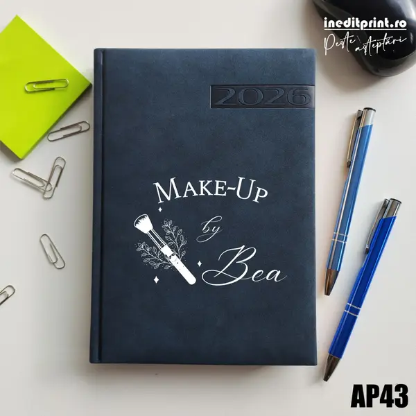 Agenda personalizata 2026 Make-Up AP43 DELUXE PREMIUM, Teano Albastru Inchis