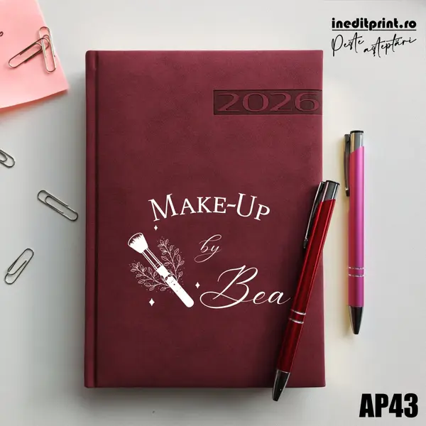 Agenda personalizata 2026 Make-Up AP43 DELUXE PREMIUM, Teano Bordo