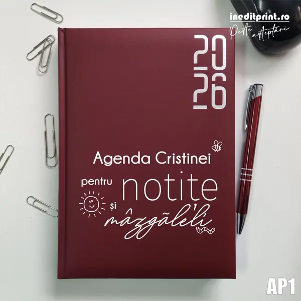 Agenda personalizata 2026 mazgaleli - AP1 DATATA RT, Bordo