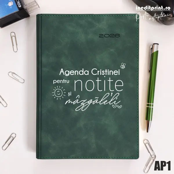 Agenda personalizata 2026 mazgaleli - AP1 DELUXE PREMIUM, Chia Suple Verde