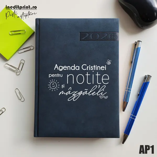 Agenda personalizata 2026 mazgaleli - AP1 DELUXE PREMIUM, Teano Albastru Inchis