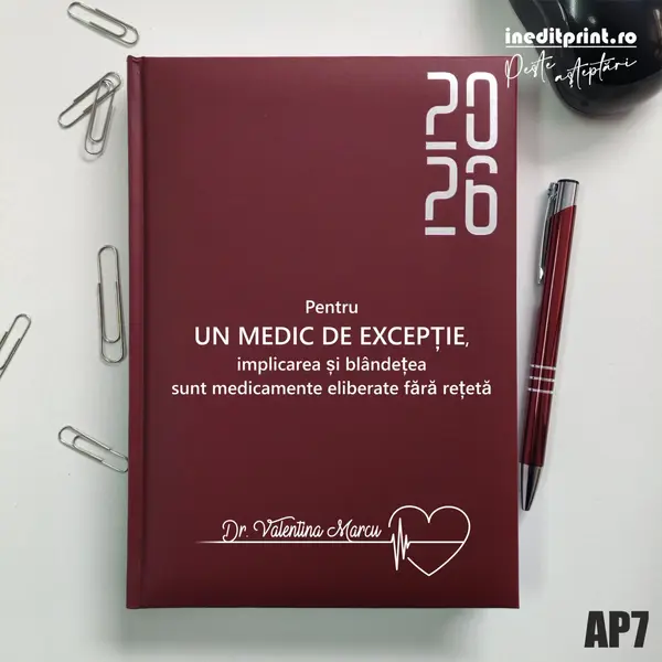 Agenda personalizata 2026 Medic de exceptie AP7 DATATA RT, Bordo