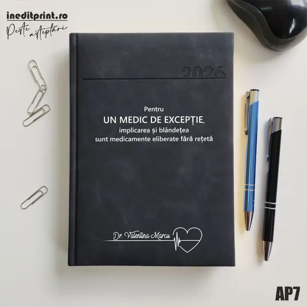 Agenda personalizata 2026 Medic de exceptie AP7 DELUXE PREMIUM, Chia Negru