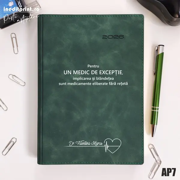 Agenda personalizata 2026 Medic de exceptie AP7 DELUXE PREMIUM, Chia Suple Verde