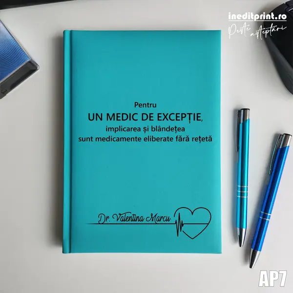 Agenda personalizata 2026 Medic de exceptie AP7 NEDATATA RT, Turcoaz