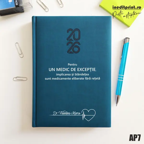 Agenda personalizata 2026 Medic de exceptie AP7 STANDARD HT2, Albastru Petrol