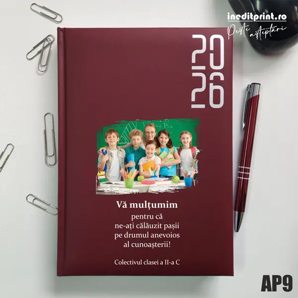 Agenda personalizata 2026 Multumiri AP9 DATATA RT, Bordo
