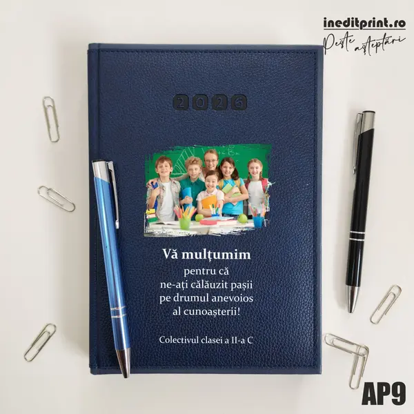 Agenda personalizata 2026 Multumiri AP9 DELUXE PREMIUM, Alghero Albastru