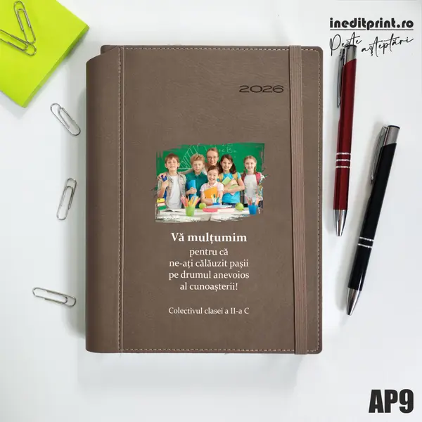 Agenda personalizata 2026 Multumiri AP9 DELUXE PREMIUM, Borneo Bej