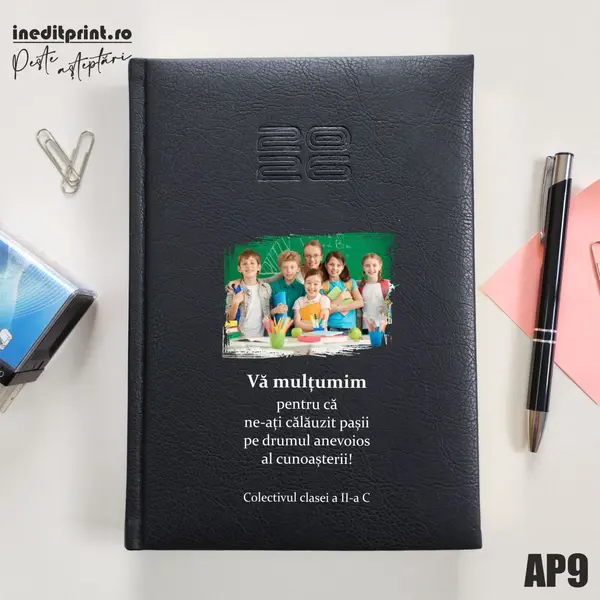 Agenda personalizata 2026 Multumiri AP9 DELUXE PREMIUM, Chiavenna Negru