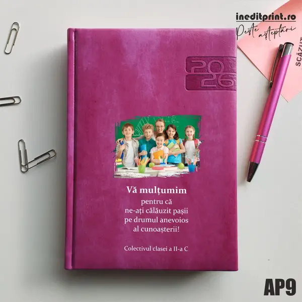 Agenda personalizata 2026 Multumiri AP9 DELUXE PREMIUM, Narni Purpuriu