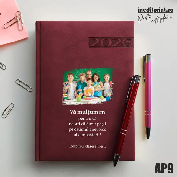 Agenda personalizata 2026 Multumiri AP9 DELUXE PREMIUM, Teano Bordo