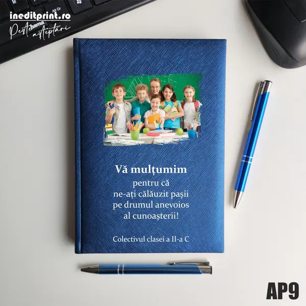 Agenda personalizata 2026 Multumiri AP9 NEDATATA RT, Albastru-Adria