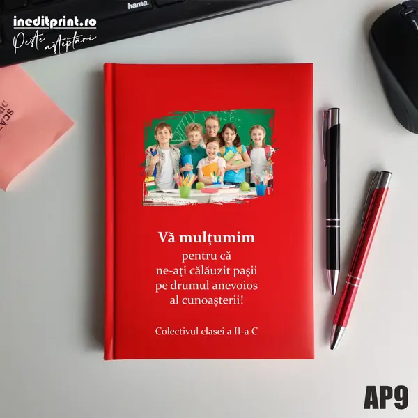 Agenda personalizata 2026 Multumiri AP9 NEDATATA RT, Rosu