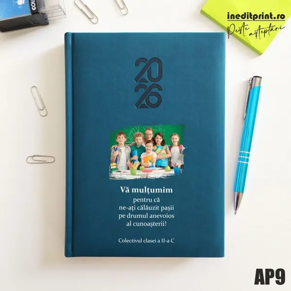 Agenda personalizata 2026 Multumiri AP9 STANDARD HT2, Albastru Petrol