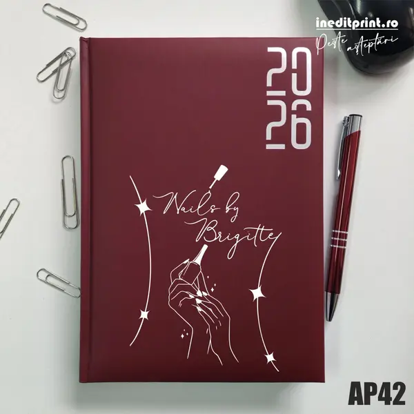 Agenda personalizata 2026 Nails By AP42 DATATA RT, Bordo