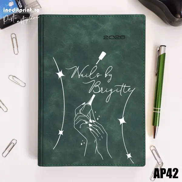 Agenda personalizata 2026 Nails By AP42 DELUXE PREMIUM, Chia Suple Verde