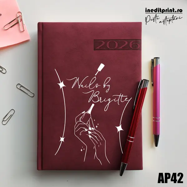 Agenda personalizata 2026 Nails By AP42 DELUXE PREMIUM, Teano Bordo