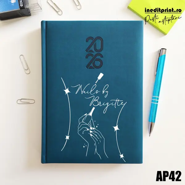 Agenda personalizata 2026 Nails By AP42 STANDARD HT2, Albastru Petrol