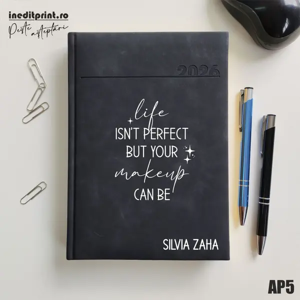 Agenda personalizata 2026 Perfect makeup AP5 DELUXE PREMIUM, Chia Negru