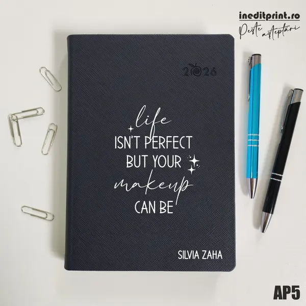 Agenda personalizata 2026 Perfect makeup AP5 DELUXE PREMIUM, Ortisei Albastru