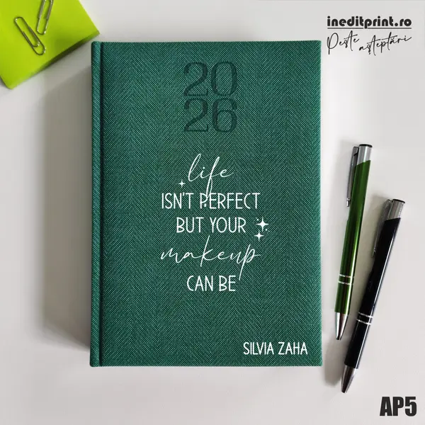 Agenda personalizata 2026 Perfect makeup AP5 DELUXE PREMIUM, Bard Verde