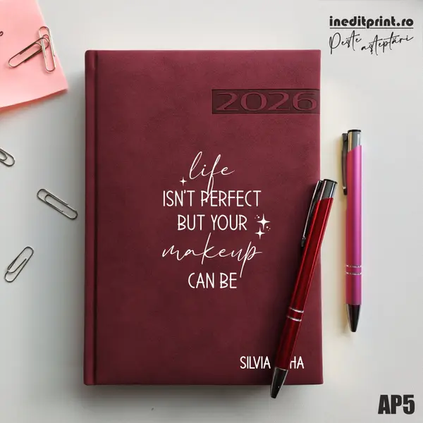 Agenda personalizata 2026 Perfect makeup AP5 DELUXE PREMIUM, Teano Bordo
