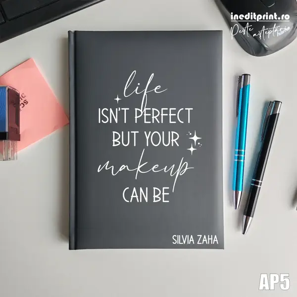 Agenda personalizata 2026 Perfect makeup AP5 NEDATATA RT, Gri