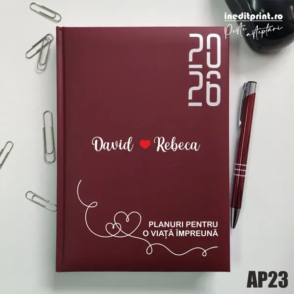Agenda personalizata 2026 Planuri AP23 DATATA RT, Bordo