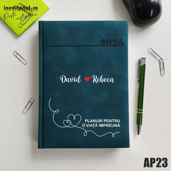 Agenda personalizata 2026 Planuri AP23 DELUXE PREMIUM, Chia Verde Petrol