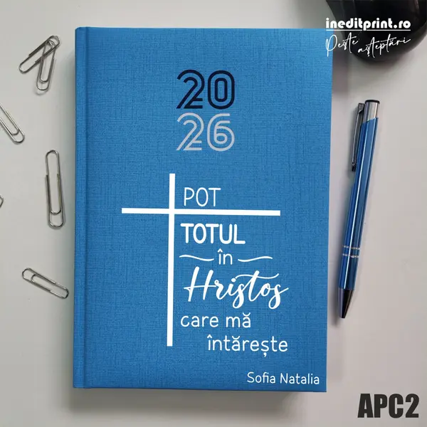 Agenda personalizata 2026 Pot totul in Hristos APC2 Datata C, Turcoaz
