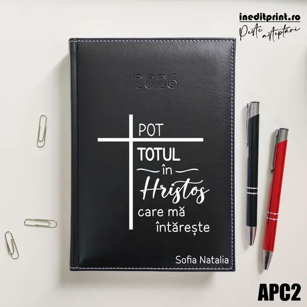 Agenda personalizata 2026 Pot totul in Hristos APC2 DELUXE H, Corinaldo Negru