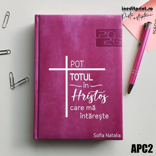 Agenda personalizata 2026 Pot totul in Hristos APC2 DELUXE PREMIUM, Narni Purpuriu