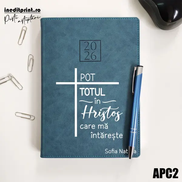 Agenda personalizata 2026 Pot totul in Hristos APC2 DELUXE PREMIUM, Chianti Verde Cyprus