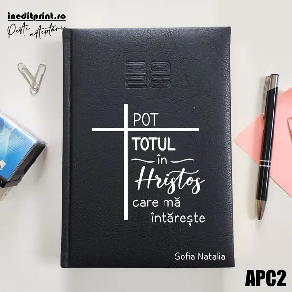 Agenda personalizata 2026 Pot totul in Hristos APC2 DELUXE PREMIUM, Chiavenna Negru