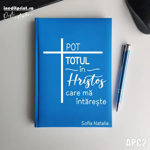 Agenda personalizata 2026 Pot totul in Hristos APC2 NEDATATA RT, Bleu