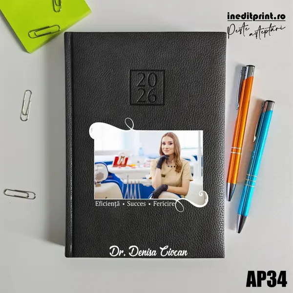 Agenda personalizata 2026 Poza + Text + Motto AP34 DELUXE H, Edolo Maro