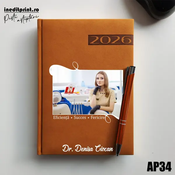 Agenda personalizata 2026 Poza + Text + Motto AP34 DELUXE PREMIUM, Teano Maro