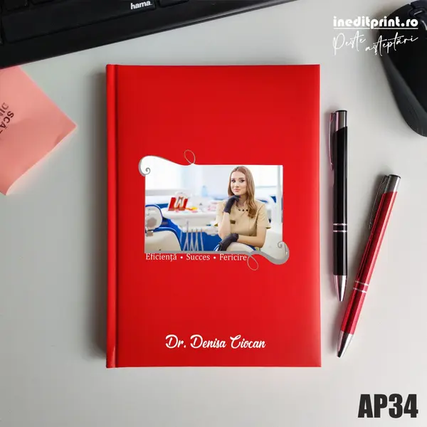 Agenda personalizata 2026 Poza + Text + Motto AP34 NEDATATA RT, Rosu