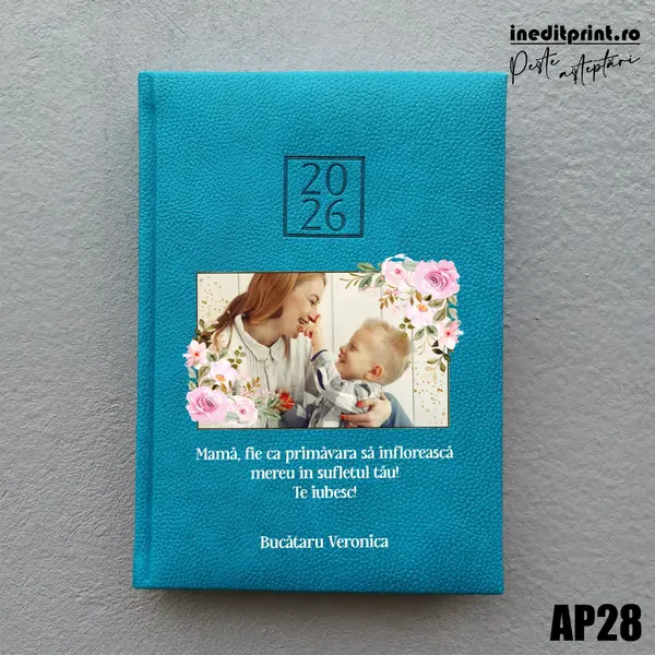 Agenda personalizata 2026 Primavara AP28 DELUXE H, Edolo Turcoaz