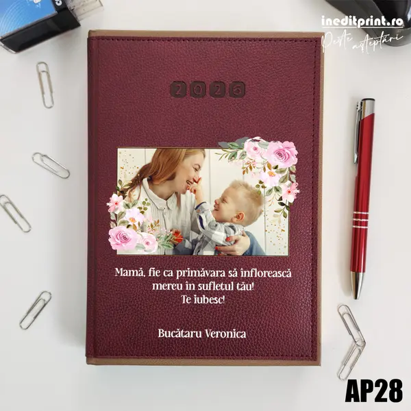 Agenda personalizata 2026 Primavara AP28 DELUXE PREMIUM, Alghero Bordo