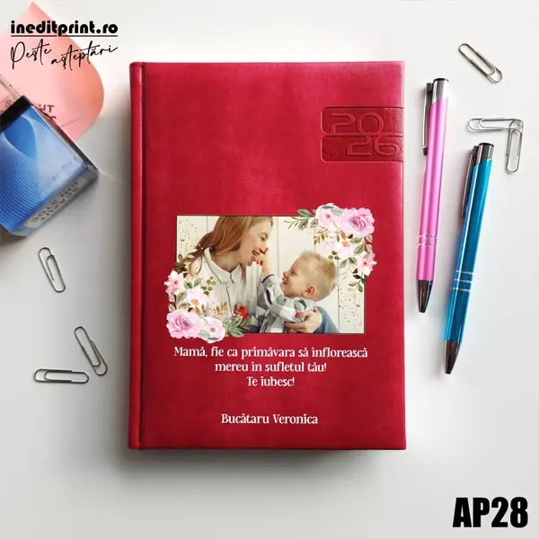 Agenda personalizata 2026 Primavara AP28 DELUXE PREMIUM, Narni Fucsia