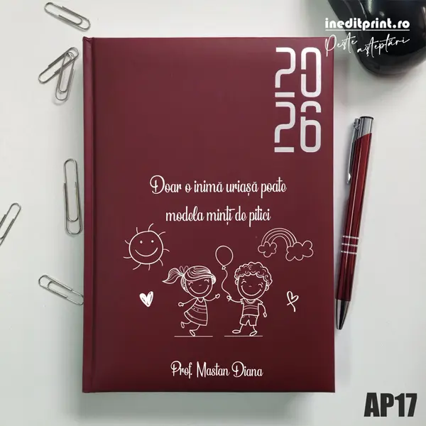 Agenda personalizata 2026 Profesoara AP17 DATATA RT, Bordo