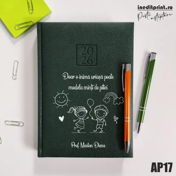 Agenda personalizata 2026 Profesoara AP17 DELUXE H, Edolo Verde