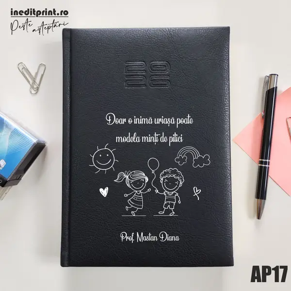 Agenda personalizata 2026 Profesoara AP17 DELUXE PREMIUM, Chiavenna Negru